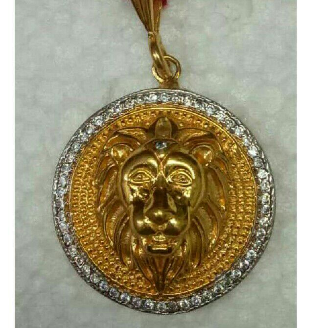 18 K Gold Cz Lion Pendant