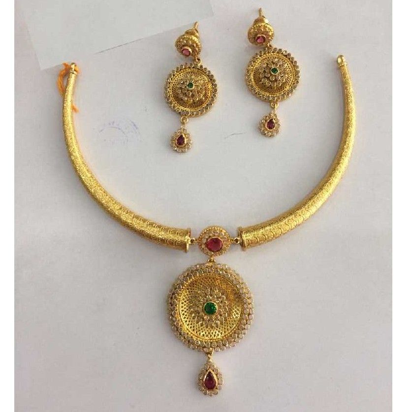 916 Gold Charming Ladies Jadtar Necklace Set