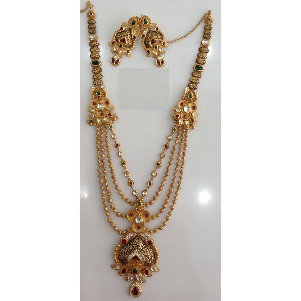 916 Gold Moti Jadtar Necklace Set
