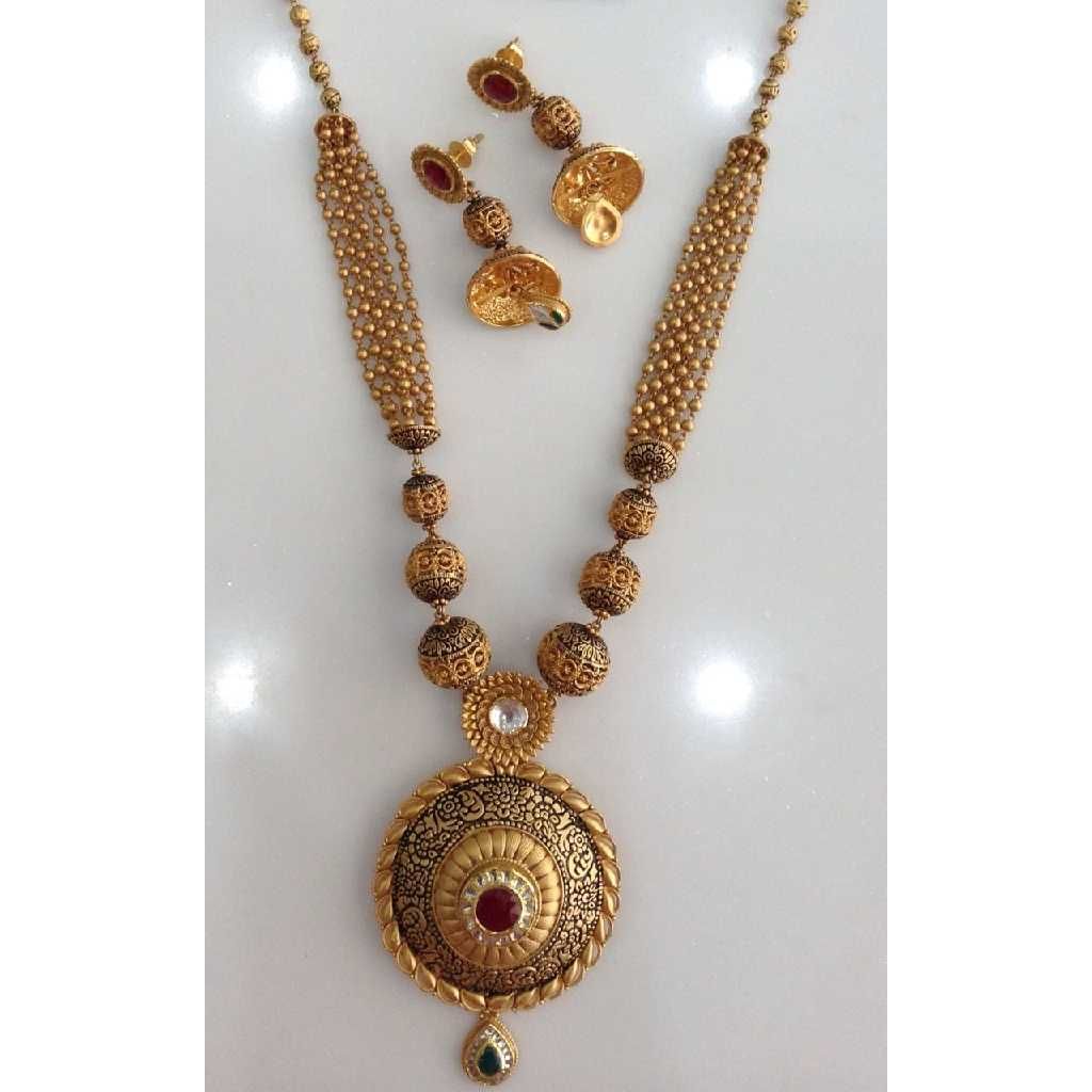 Traditional 916 Gold Jadtar Necklace Set