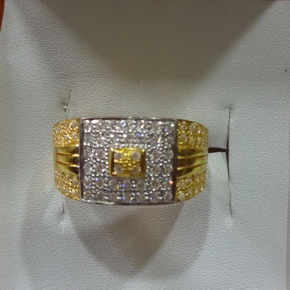 22ct cZ gemstone men's gold ring