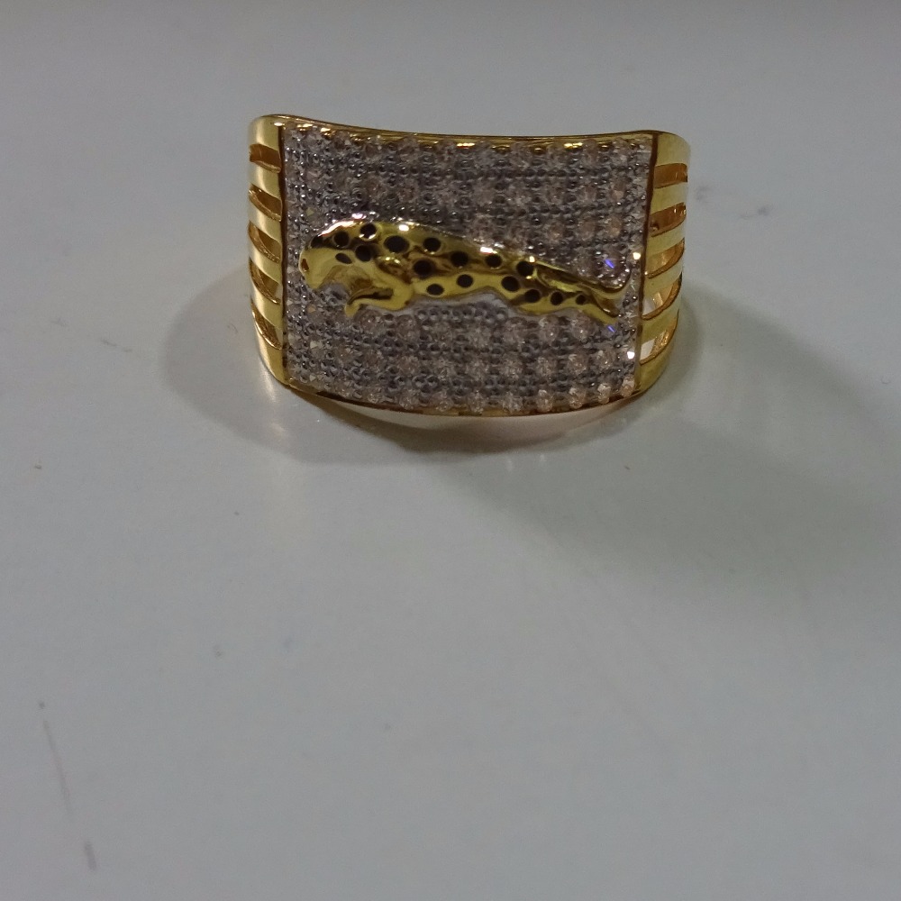 22ct men's gold cZ gemstone ring