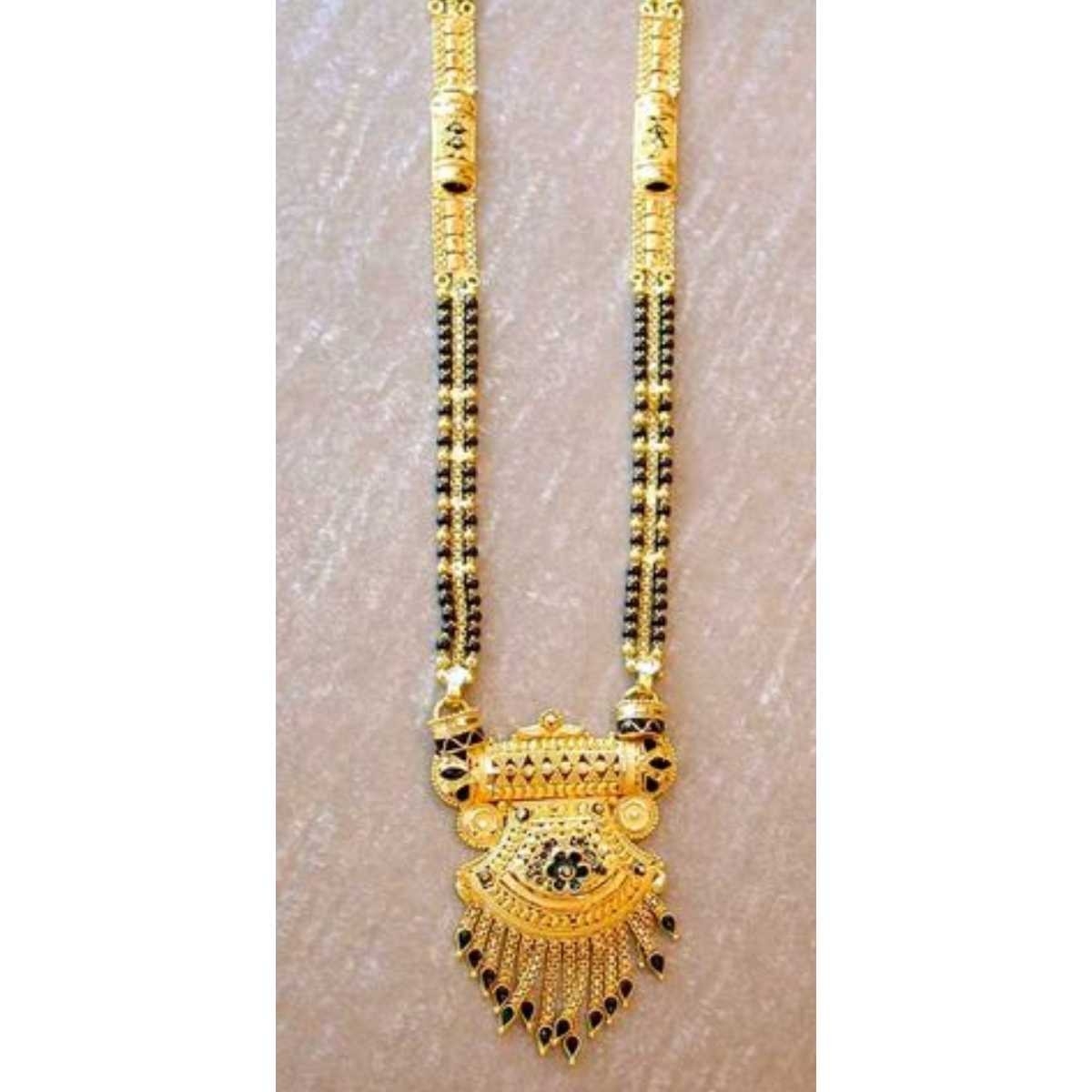 Gold Ladies Indian Fancy Mangalsutra Yellow