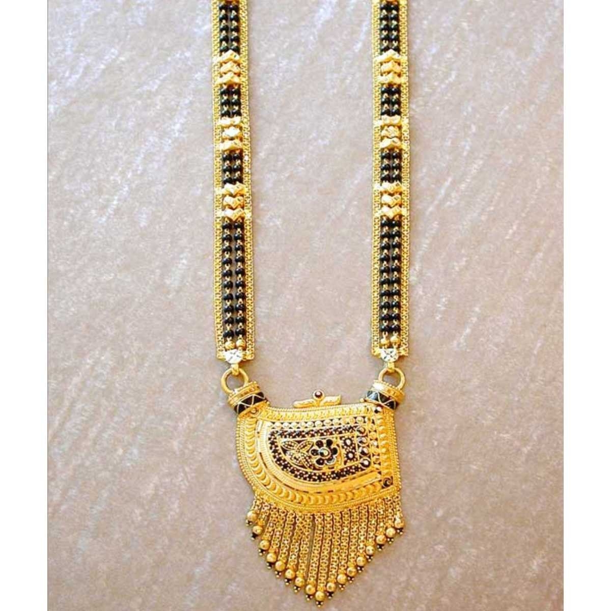 Gold Ladies Indian Fancy Mangalsutra Yellow
