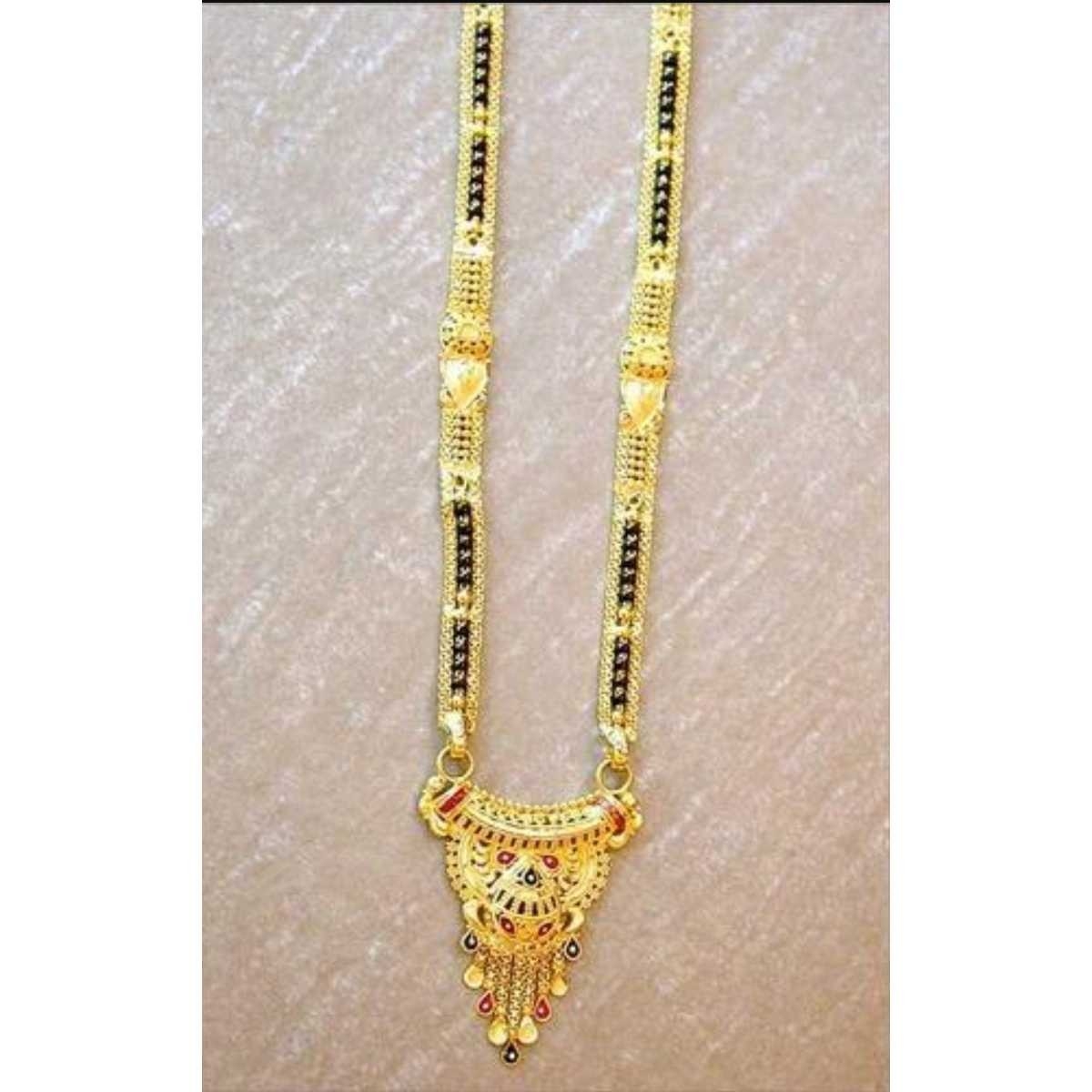 Gold Ladies Indian Fancy Mangalsutra Yellow