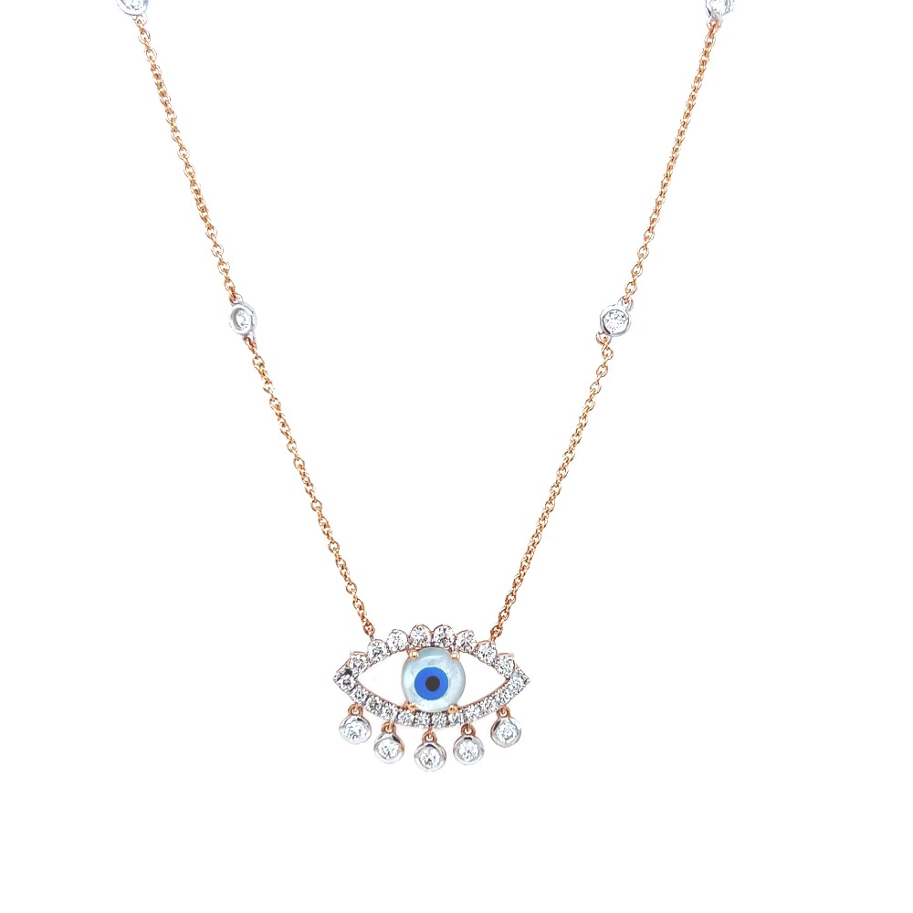18k gold diamond evil eye pendant