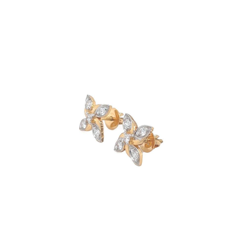 Dainty 18 Karat Yellow Gold And Diamond Earring