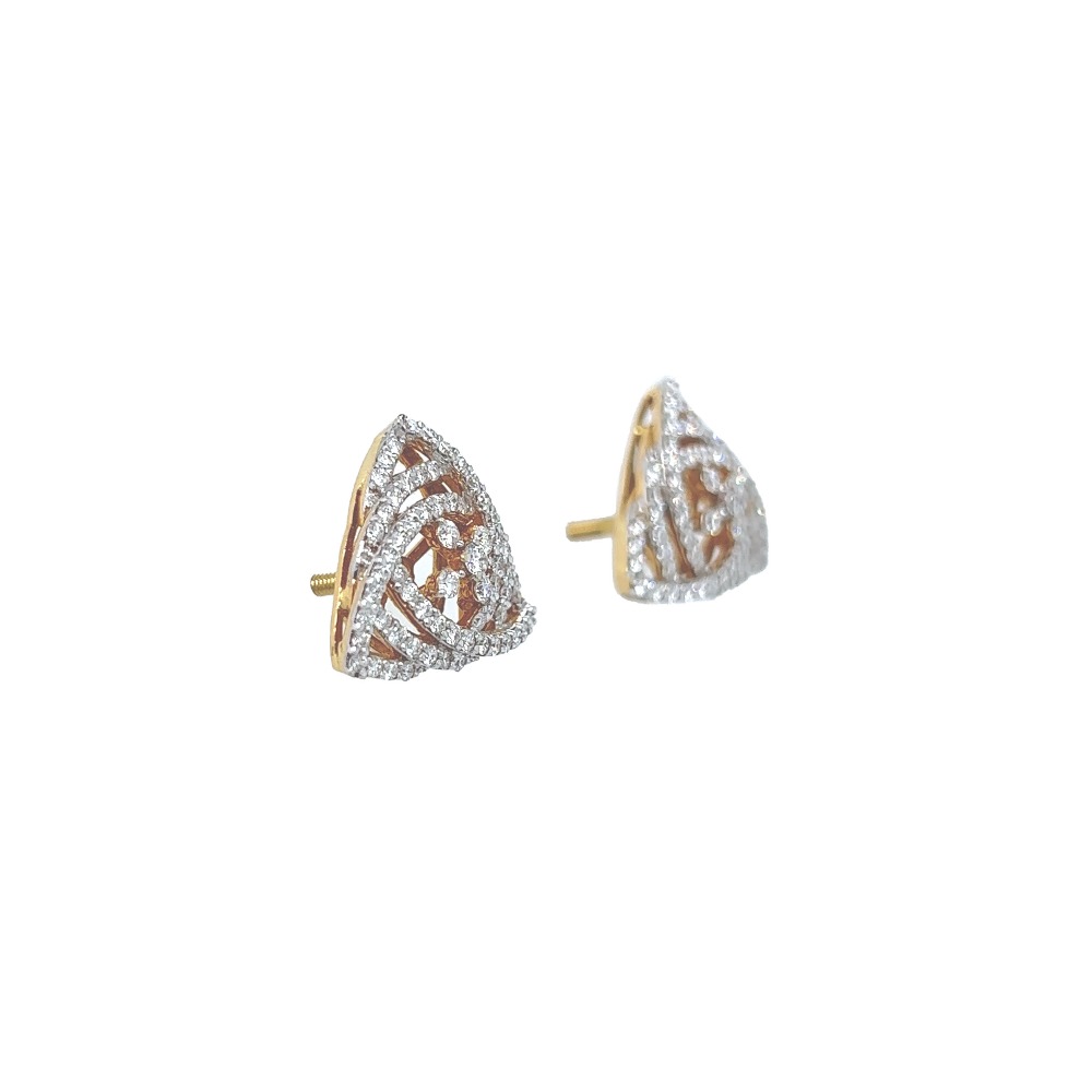 Geometric Diamond And Gold Stud Earrings