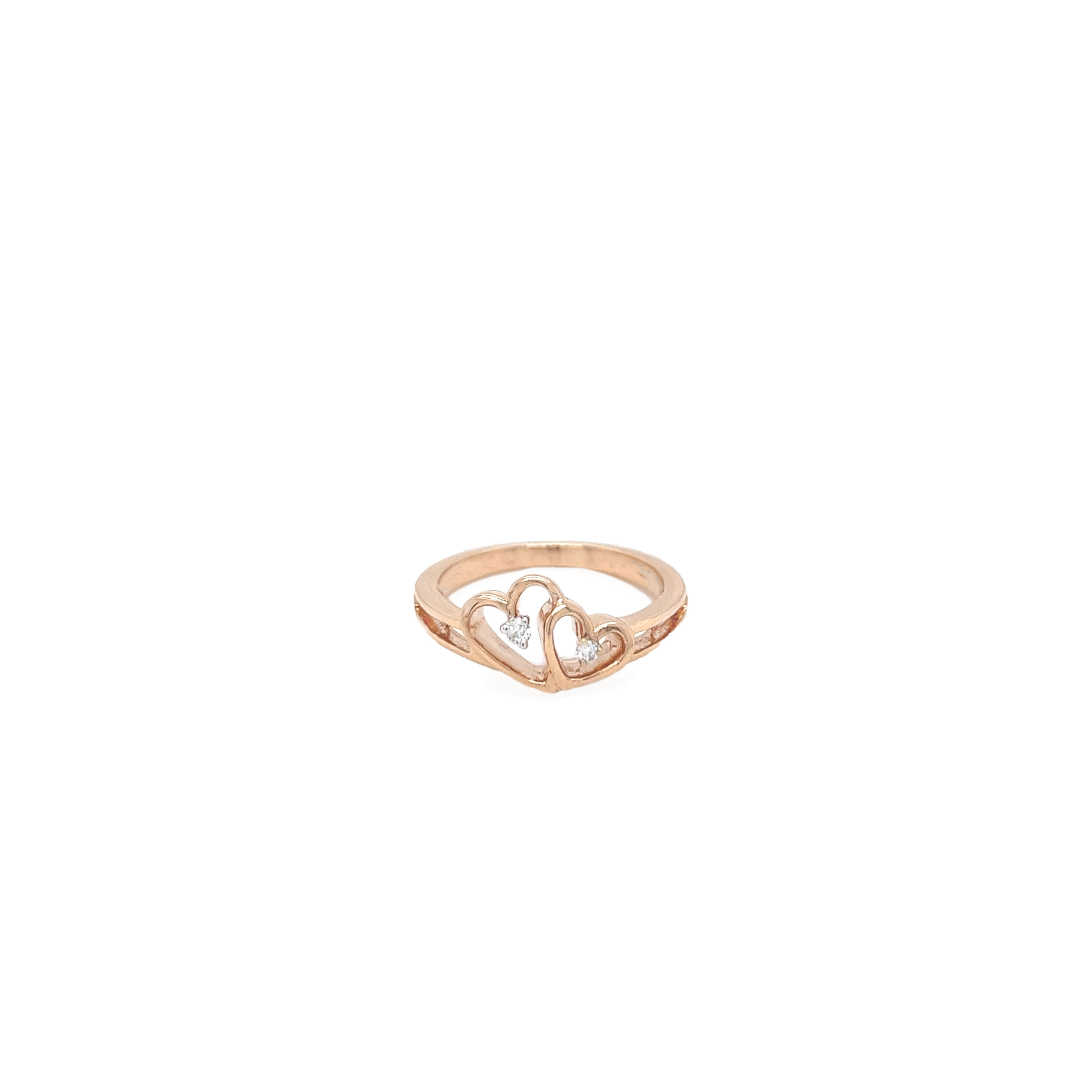 18k gold double heart diamond ring
