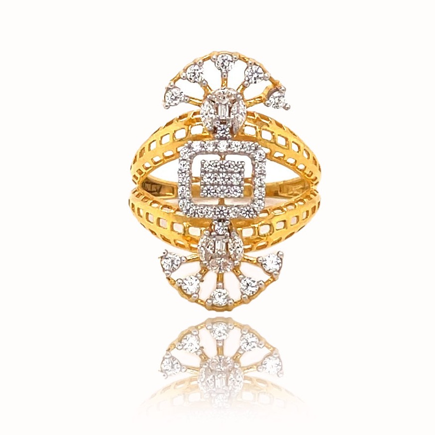 Gold designer cz  ring