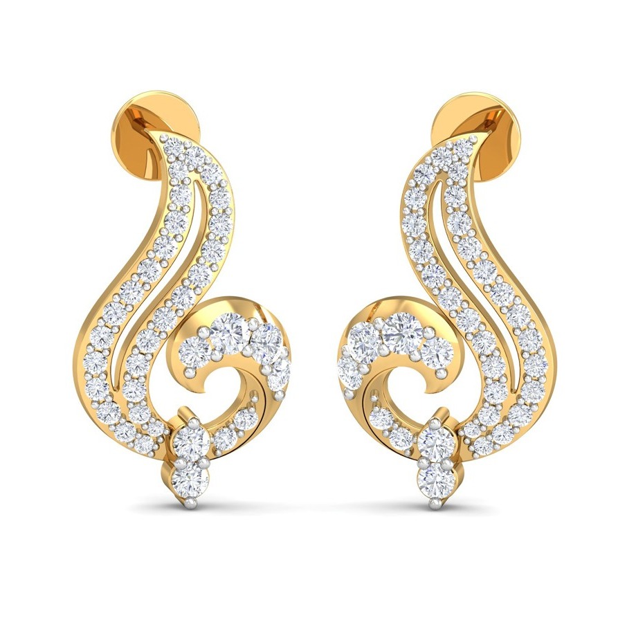 18K / 750 Round diamond Screw Back earring