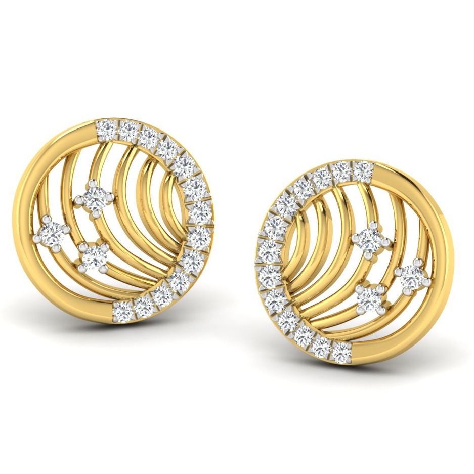 18K / 750 Round Diamond Screw Back Earring