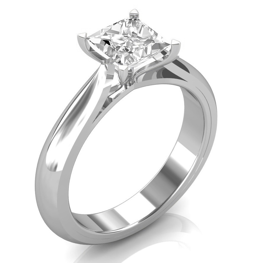 950 Platinum Princess Diamond Solitaire Engagement Ring