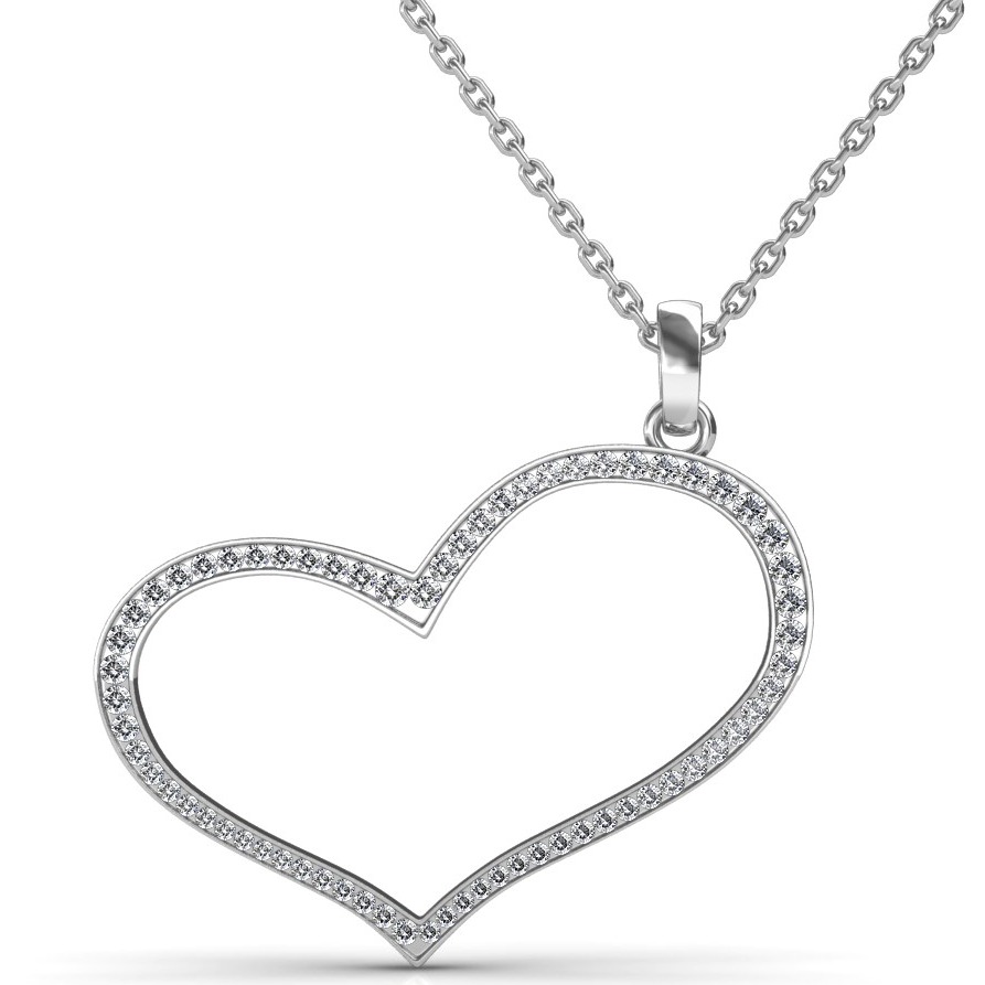 18K / 750 Round Diamond Heart Pendant