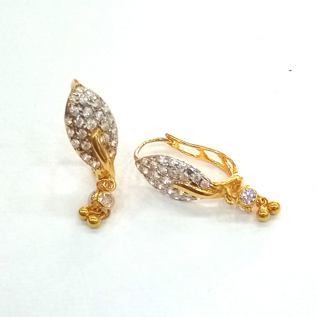 22k gold fancy diamond ladies bali