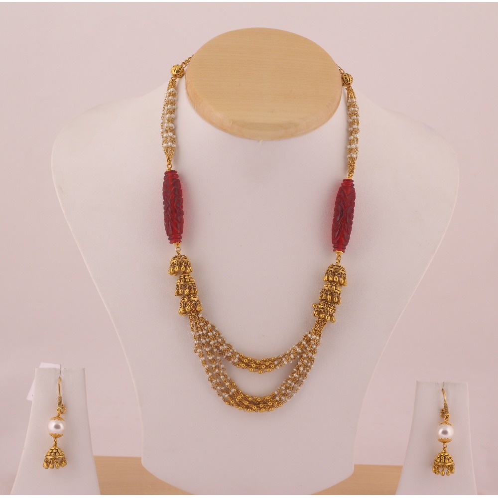 916 Classic Gold Designer Necklace Set Yellow