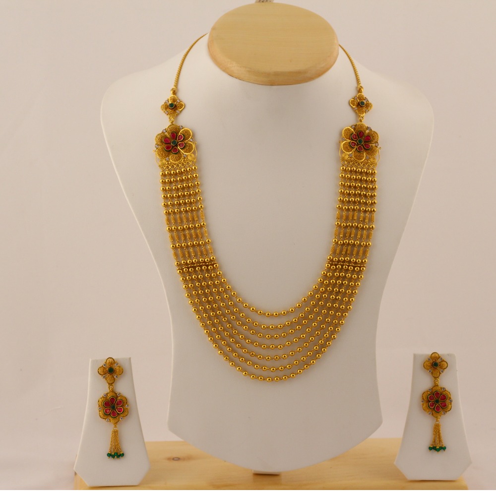 916 Gold 7 Line Fancy Necklace Set