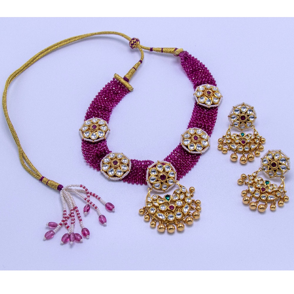 22K Gold Jadtar necklace set agj-NS-03