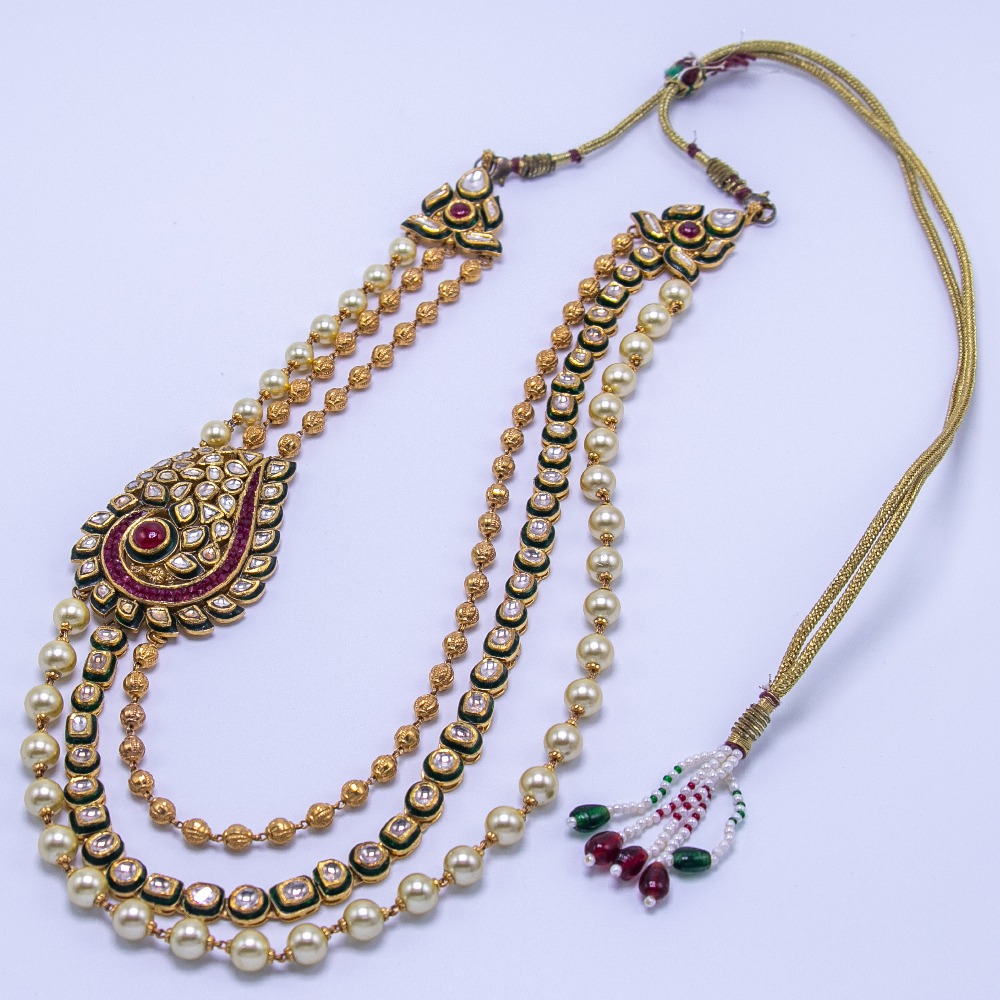 22kt gold jadtar meenakari necklace set with earrings agj-ns-02
