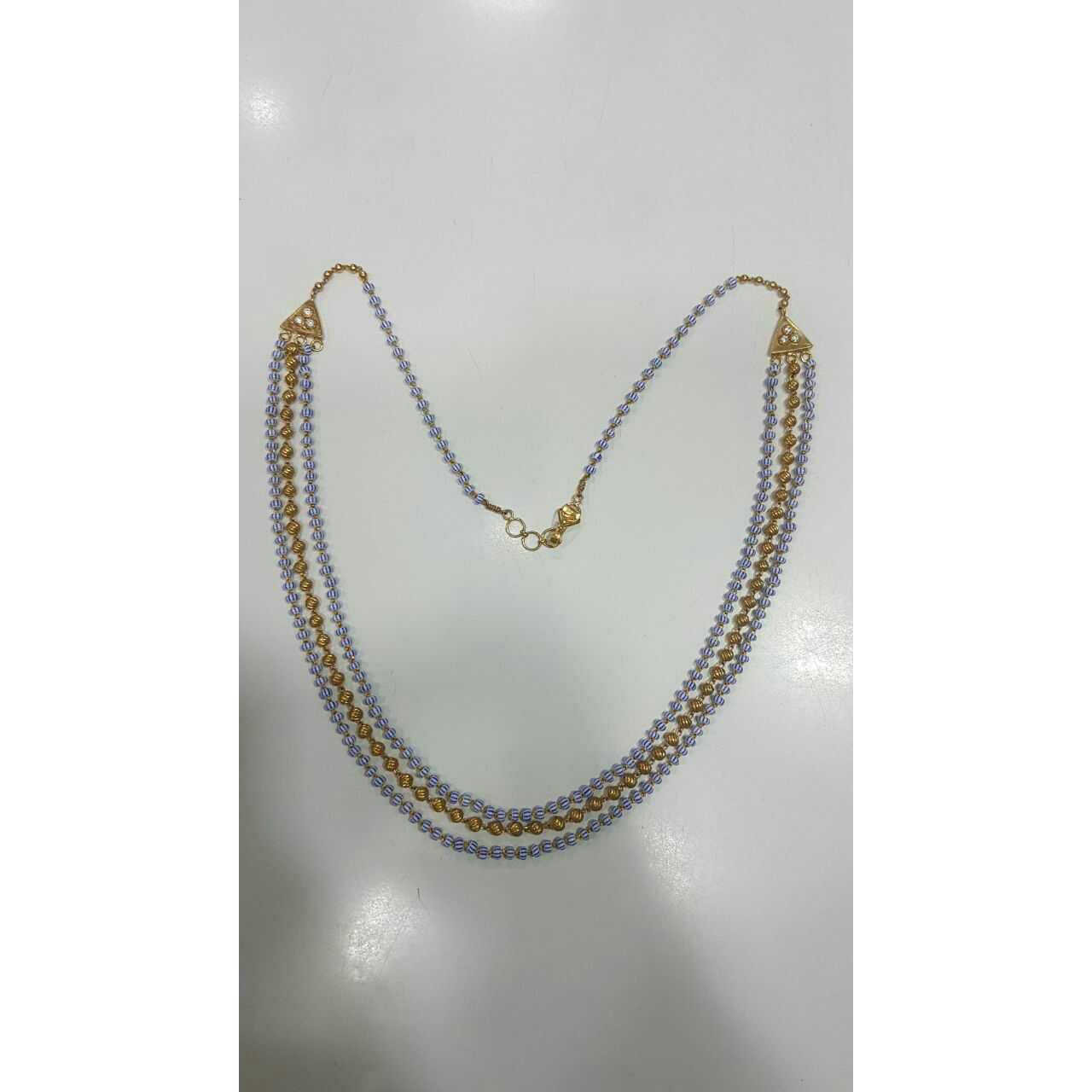 22KT Yellow Gold Ladies Antique 3 Line Moti Mala