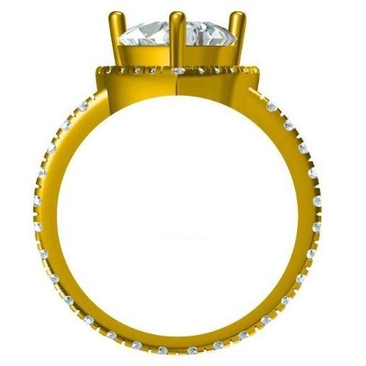 SILVER925  vVS1 Diamond LADIES Ring YELLOW GOLD PLATTED