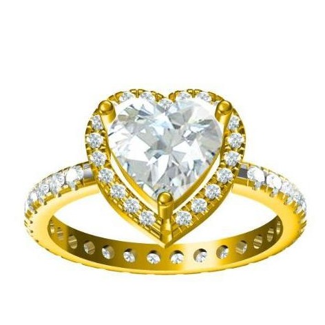 SILVER925  vVS1 Diamond LADIES Ring YELLOW GOLD PLATTED
