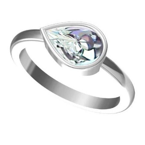 SILVER 925 RING PEAR DIAMOND