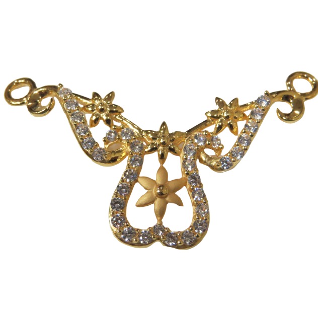 22kt gold cz casting double naka pendant