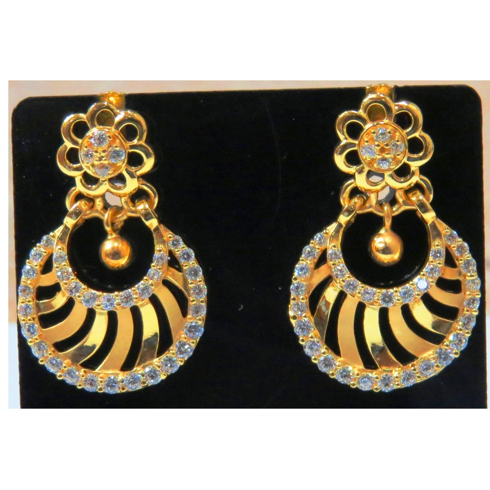 22kt gold cz casting chandbali earrings
