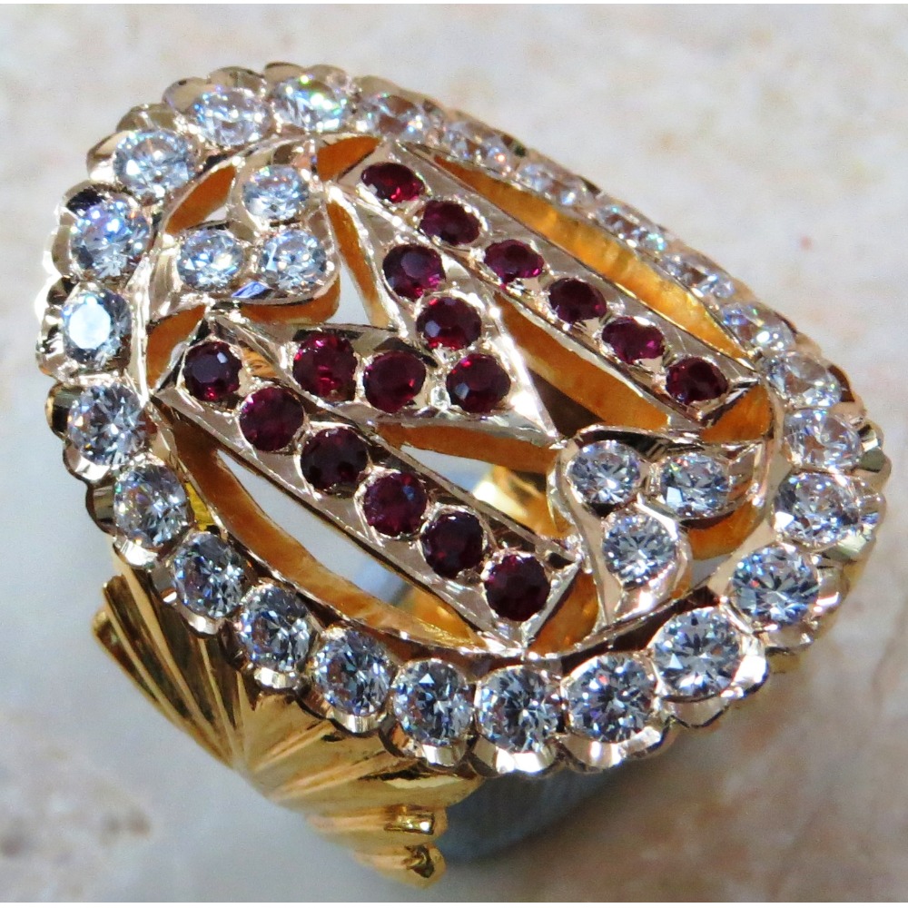 22kt gold close setting oval Shape CZ Personalised M Initial Gents Ring