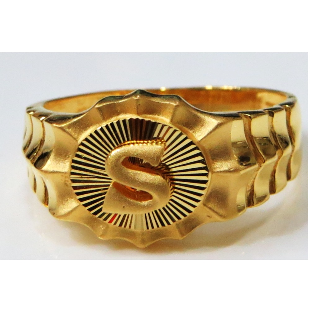 22kt gold plain casting S initial fitting gents ring