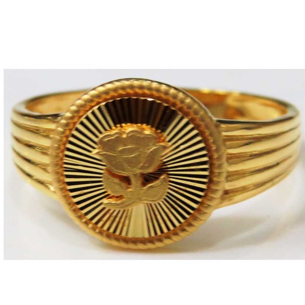 22kt gold plain flower fitting casting gents ring