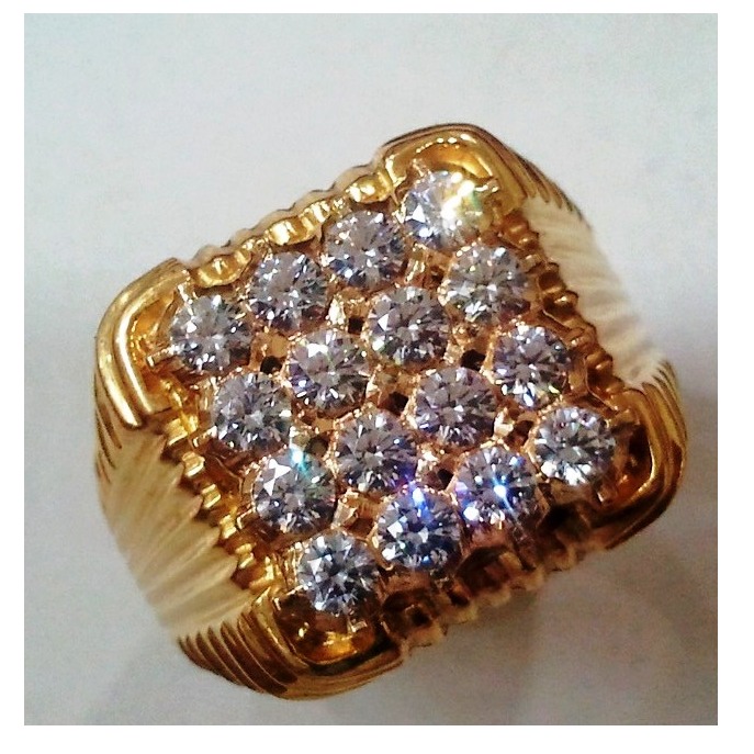 22kt gold close setting CZ classic gents ring gr-001