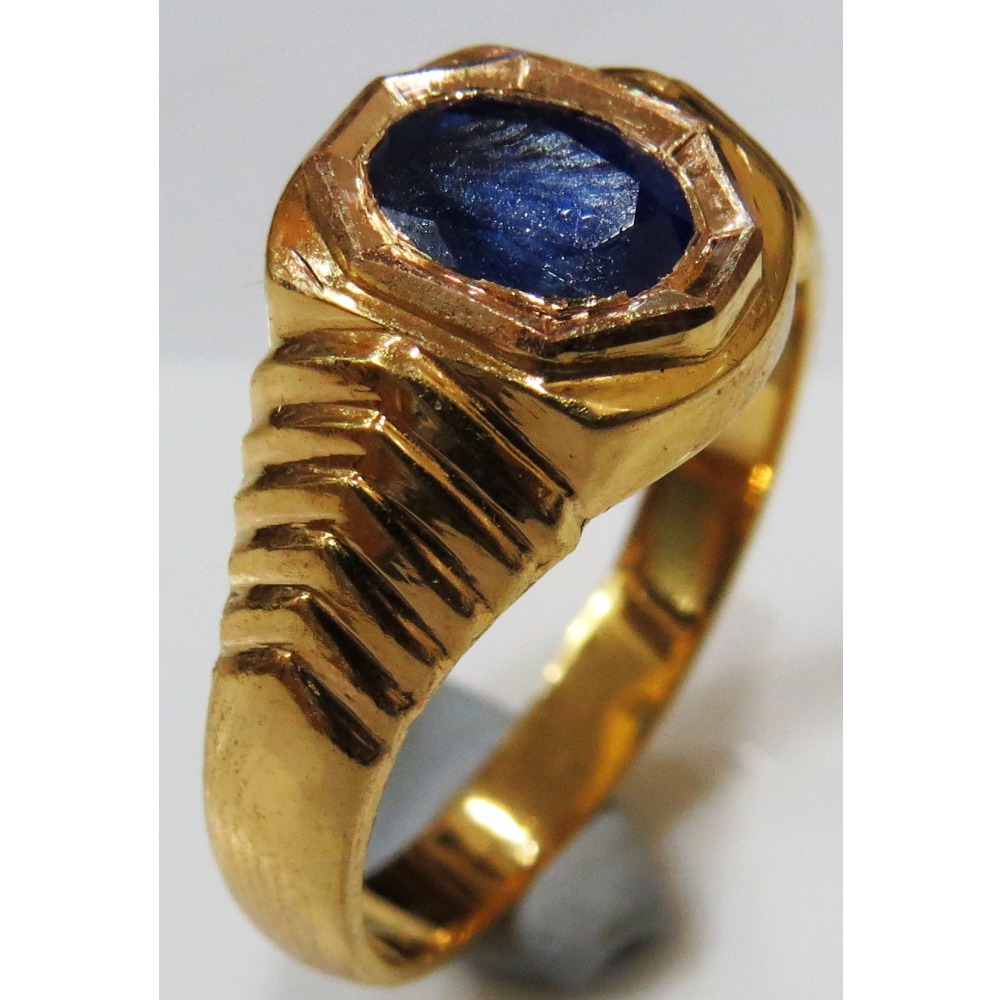 22kt Gold close setting single gemstone gents ring hGSR-003