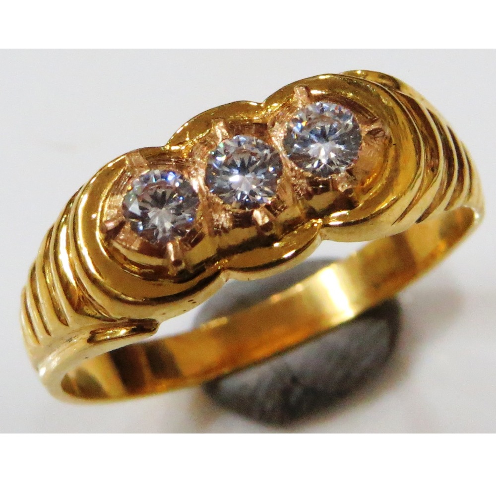 22kt gold close setting  CZ  gents ring gr-004