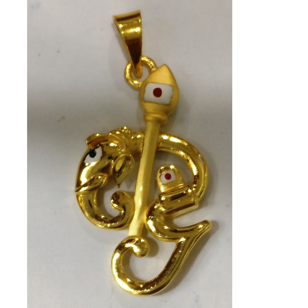 22kt gold plain casting tamil om pendant