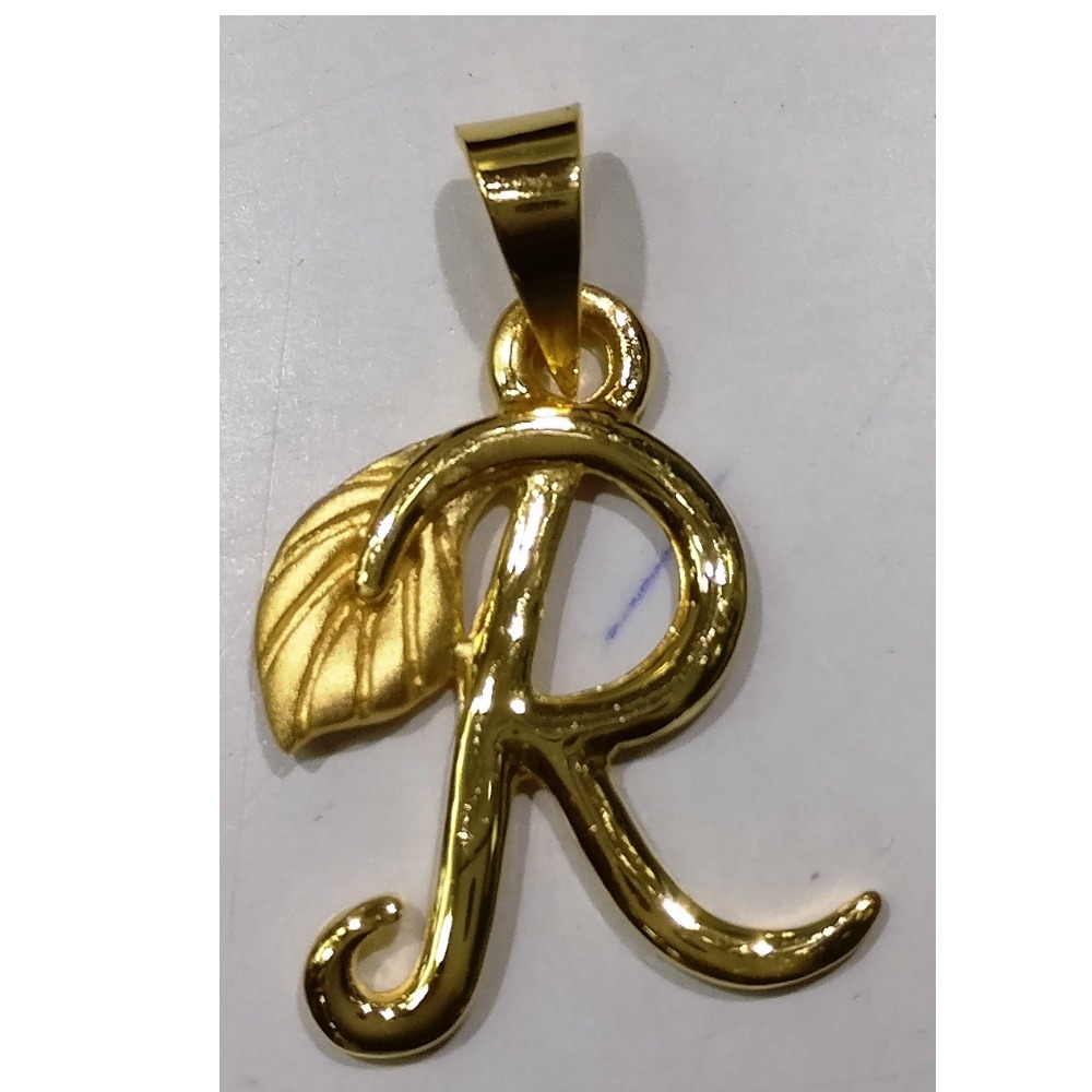 22kt gold casting plain r initial pendant