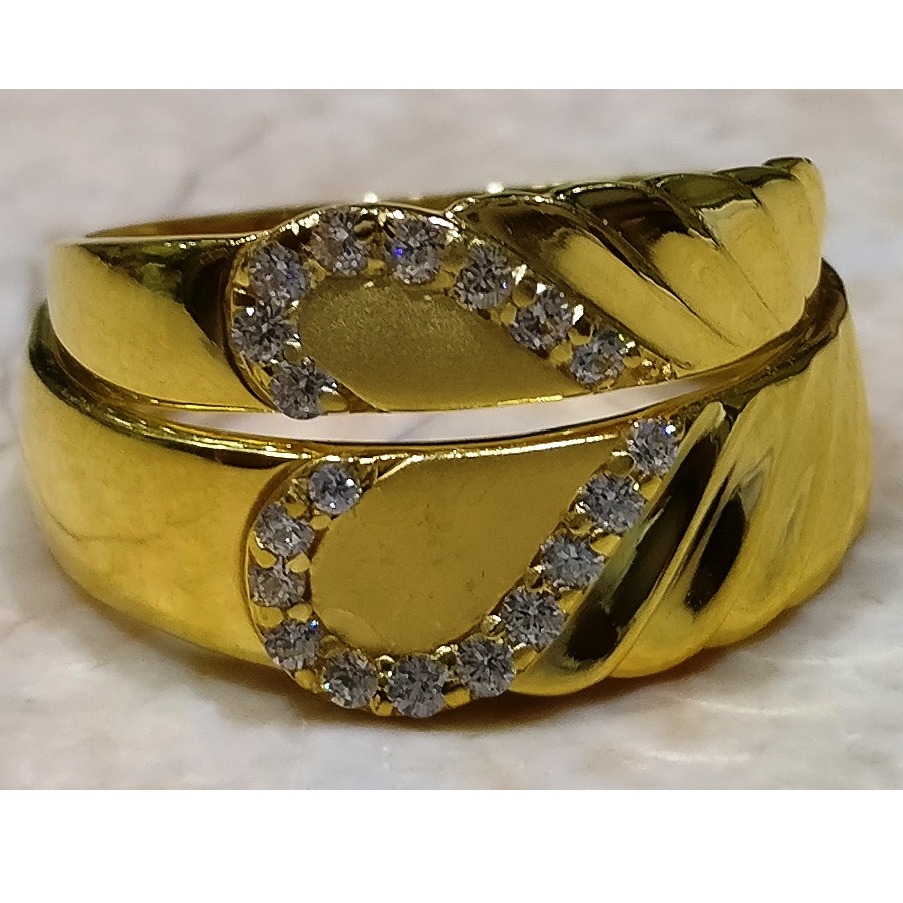 22kt gold casting heart shape couple ring