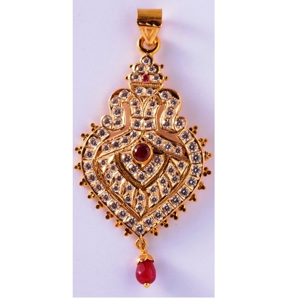 22kt gold Close setting cz light weight pendant mv-p01