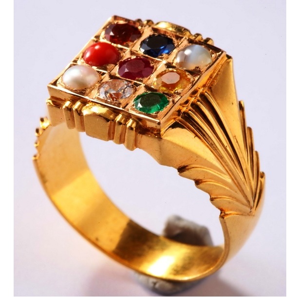 22kt gold close setting Navgraha Gemstone gents ring gr-01