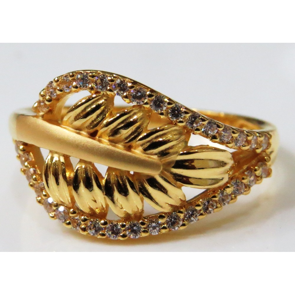 22kt  gold casting  cz fancy leaf design ring for women lsr-2