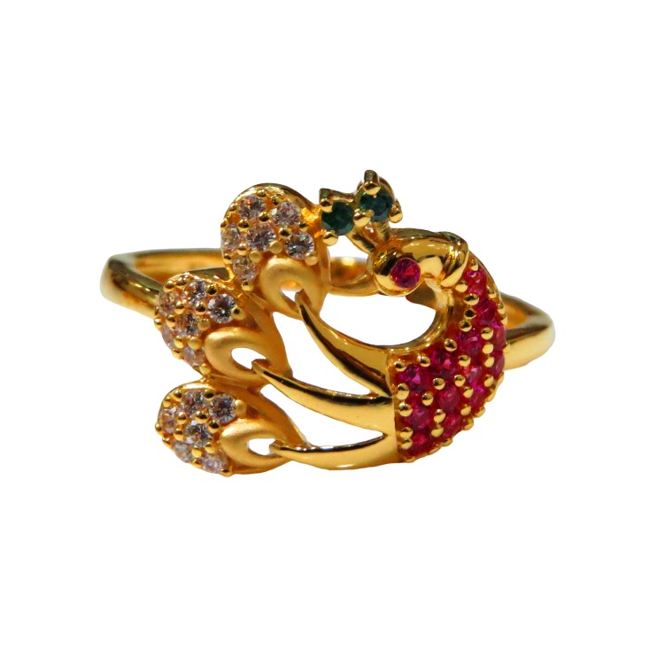 22kt gold casting cz peacock design ladies ring lsr-1