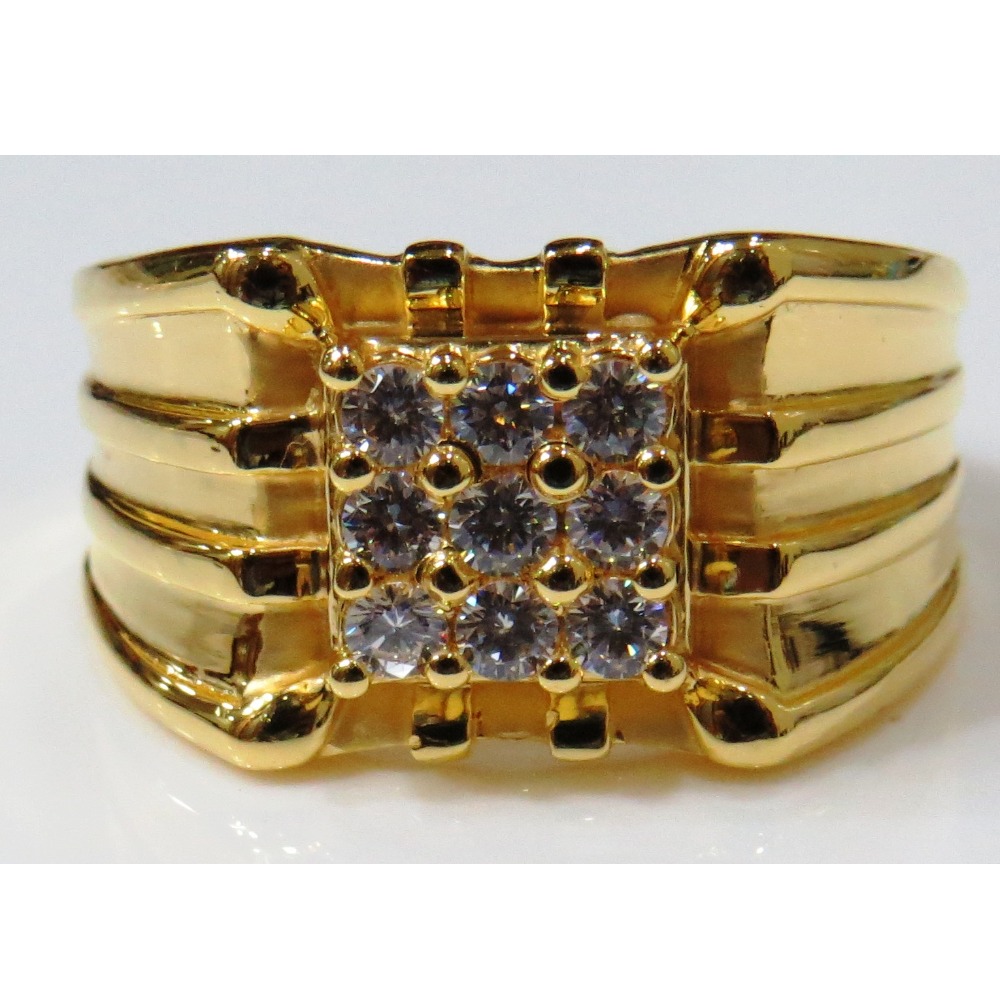 22kt gold casting cz designer gents ring gr-14