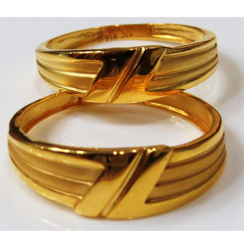 22kt gold plain casting fancy couple band cr-1