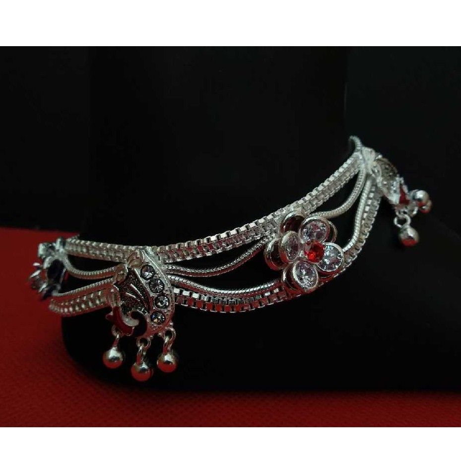 Broad Style Tri Flower Antique Payal