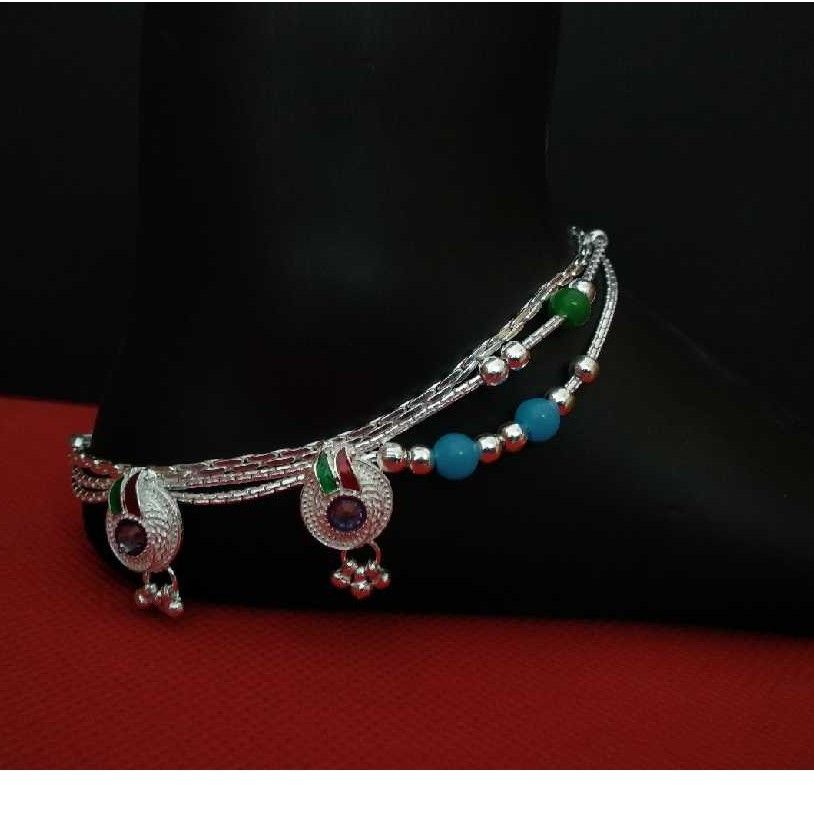 Multi Chain Fancy Silver Ladies Payal