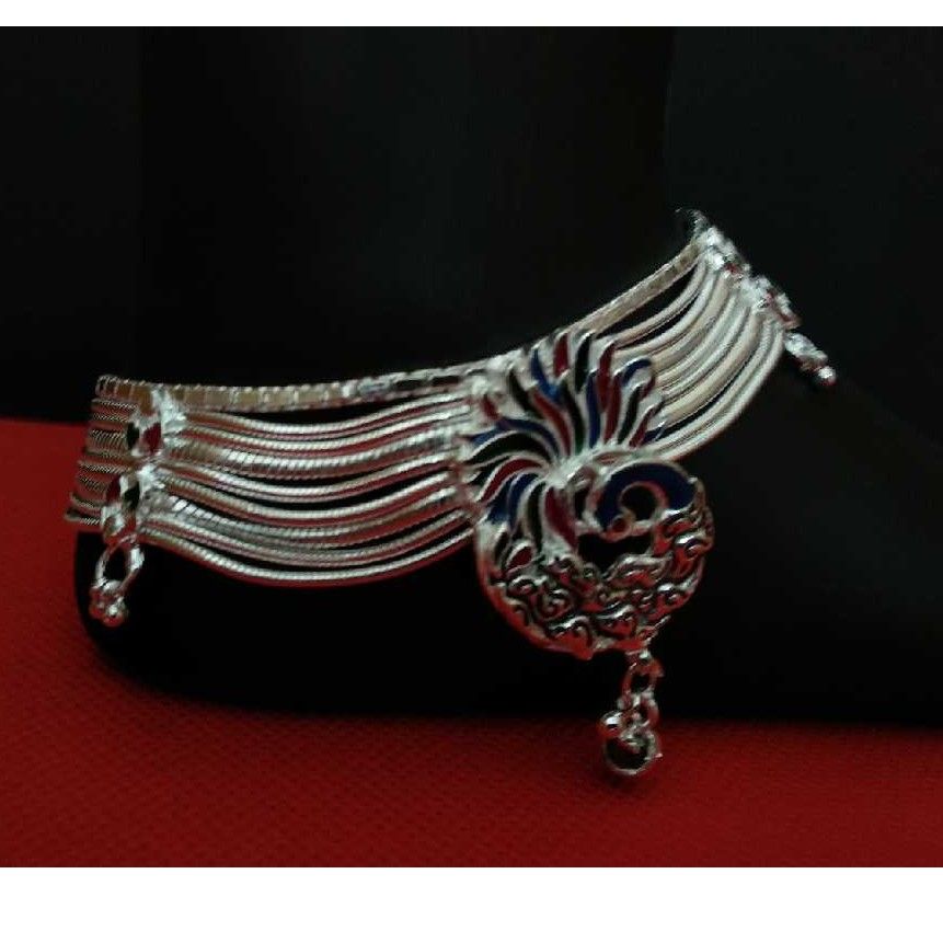 Silver Fancy Peacock Design Payal