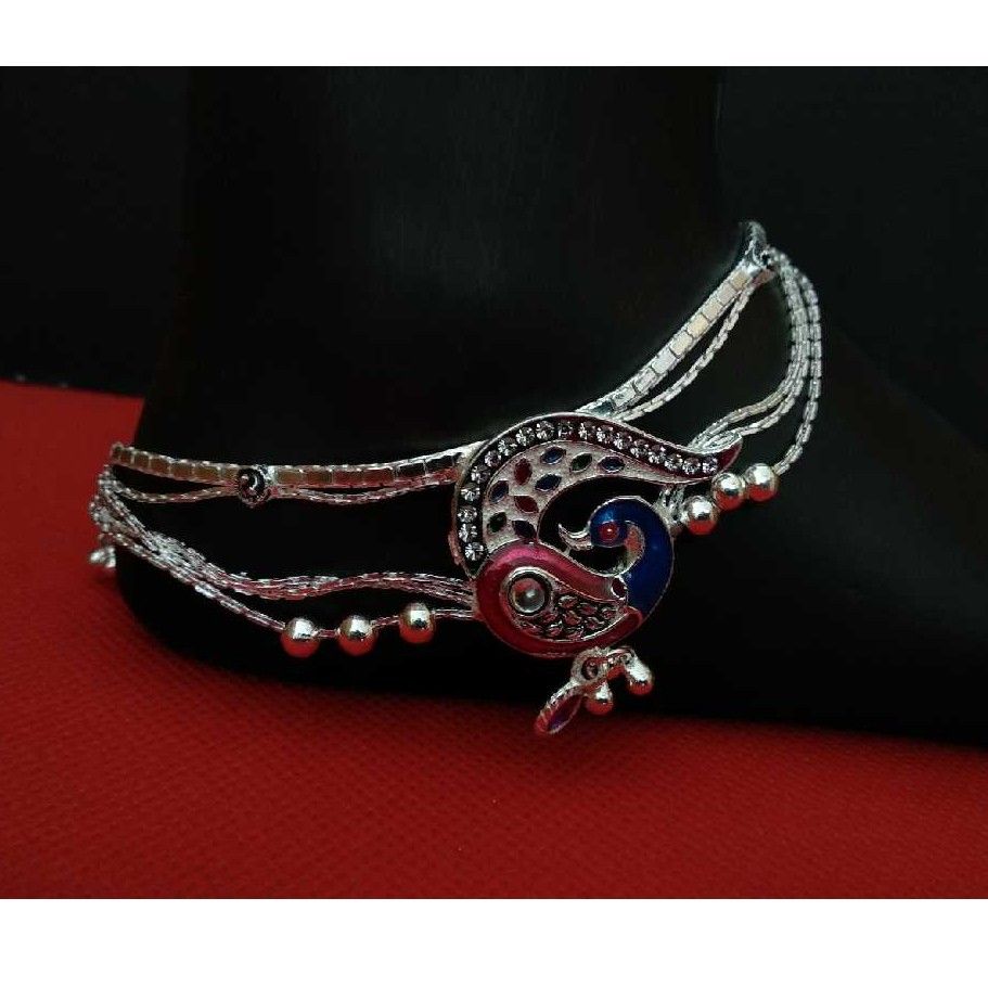 925 Silver Peacock Shape Antique Payal