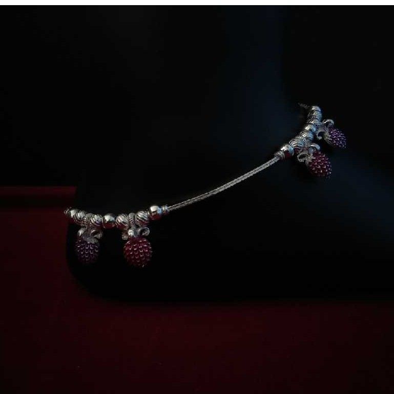 Stylish Indian Silver Moti Payal