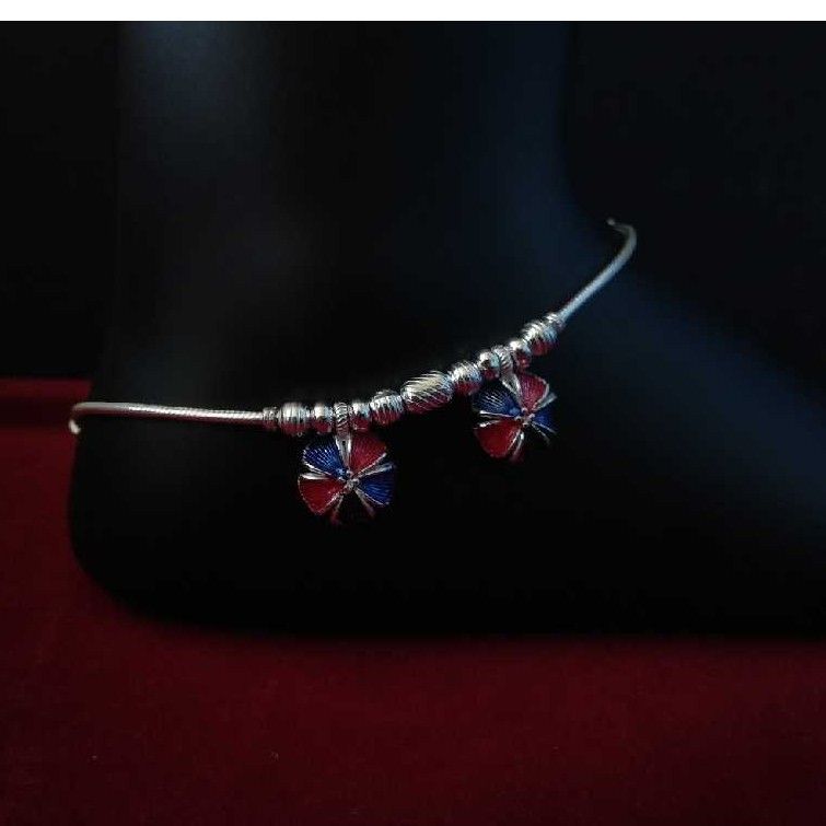 Silver Indian Modern Unique Flower Anklet
